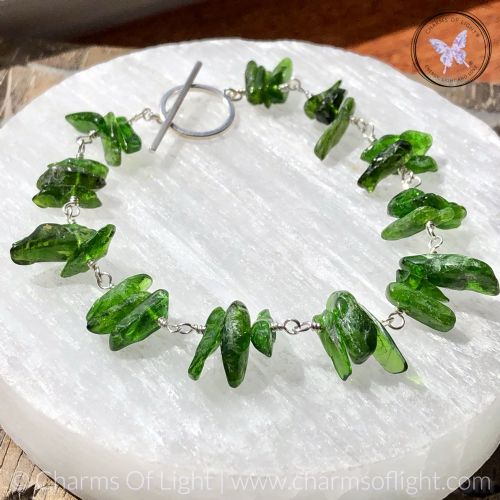 Diopside Chip Silver Bracelet